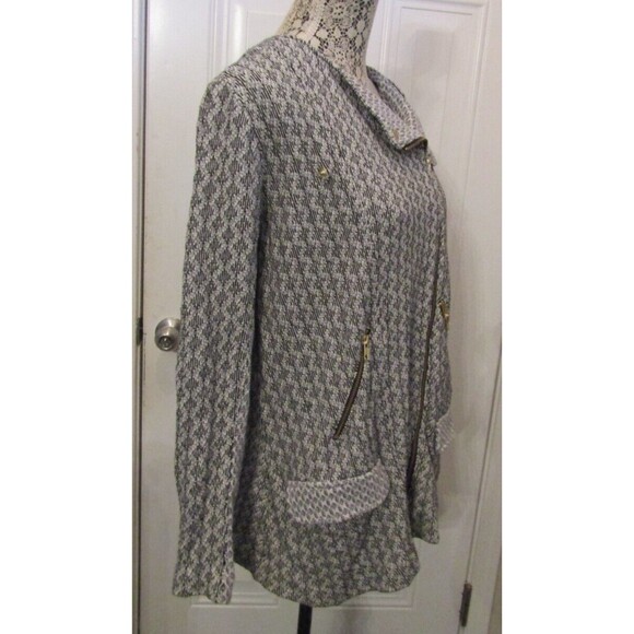 Lucky Brand Cardigan Vtg Lucky Lotus Gray Black Full Zip Sweater Womens Sz 1X - Picture 6 of 8